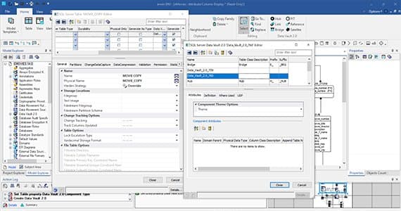 erwin Data Modeler exibindo propriedades de tabela SQL Server